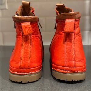 Ethan Valdes orange leather ankle boot
